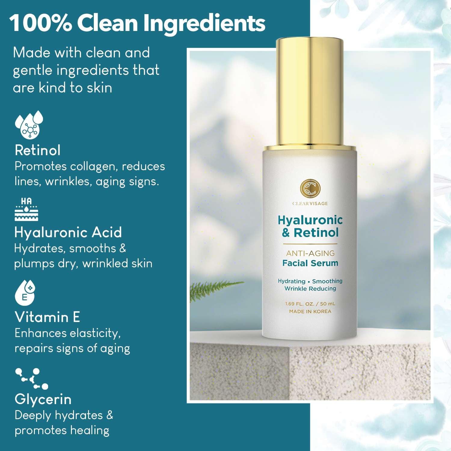 Hyaluronic Acid & Retinol Serum – Hydrating, Radiance-Boosting Korean Skin Care