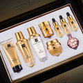 24K Gold Skin Care Set 9PCS with Box Face Toner Essence Cream Nicotinamide Anti-Aging Wrinkles Serum Facial Cleanser Kit