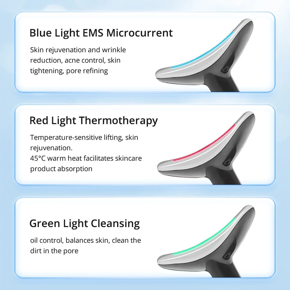 7 Color LED Neck Tightening Facial Device,Red Light Therapy for Face