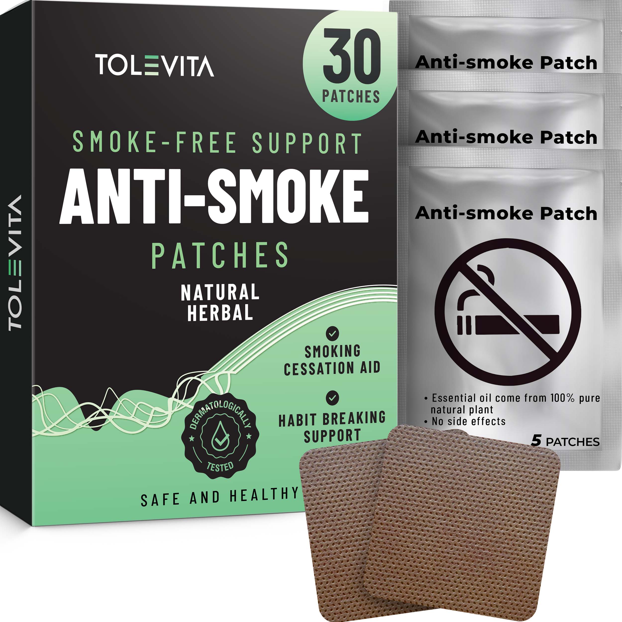 Anti-Smoke Herbal Patches to Help Reduce Cravings, Herbal Stop Smoking Aid for a Healthier Lifestyle, 30 patches