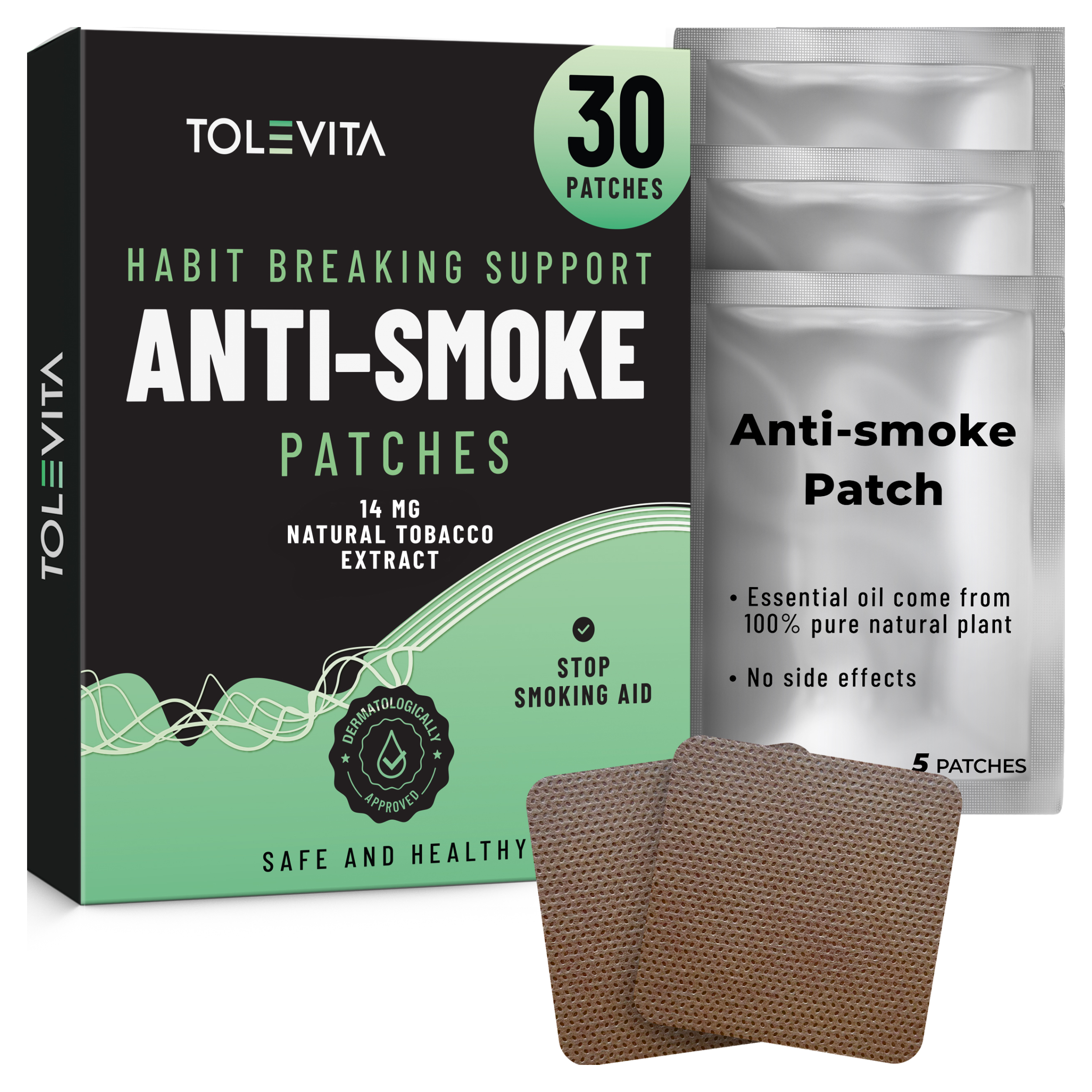 Anti-Smoke Herbal Patches to Help Reduce Cravings, Herbal Stop Smoking Aid for a Healthier Lifestyle, 30 patches