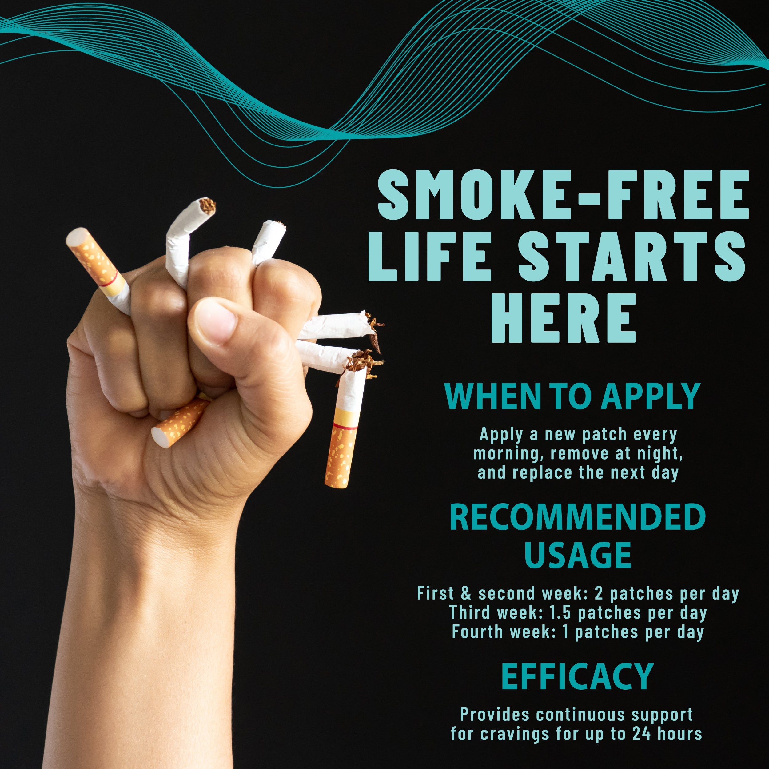 Anti-Smoke Herbal Patches to Help Reduce Cravings, Circle Shape 21mg (Teal), 30 patches