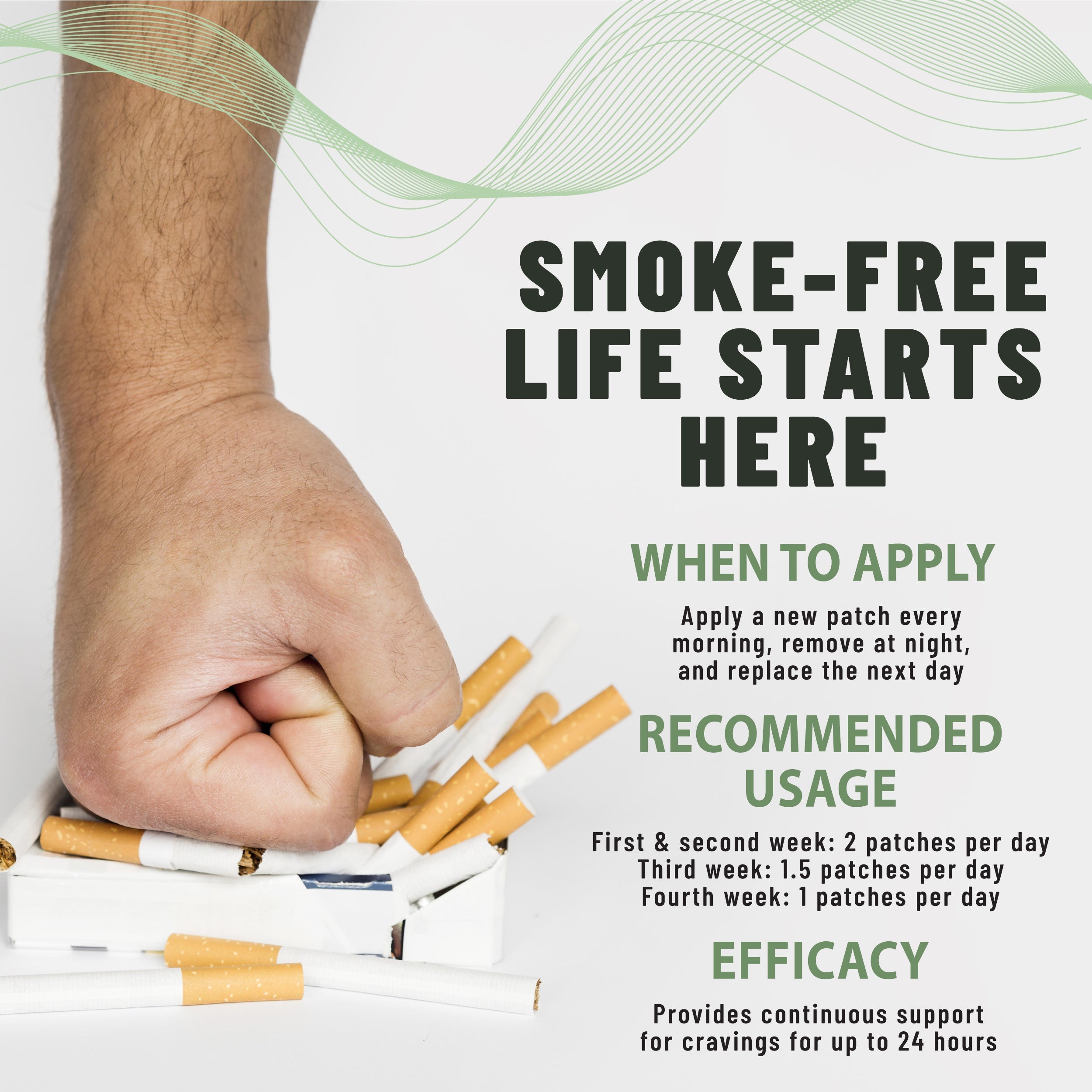 Anti-Smoke Herbal Patches to Help Reduce Cravings, Circle Shape 7mg (Green), 30 patches