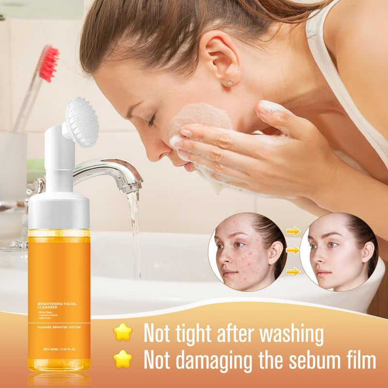 1Pcs Turmeric Facial Cleanser,Urmeric Facial Cleanser，Turmeric Foaming Cleanser,Deep Cleansing of Facial Skin， Turmeric Foaming Cleanser for All Skin