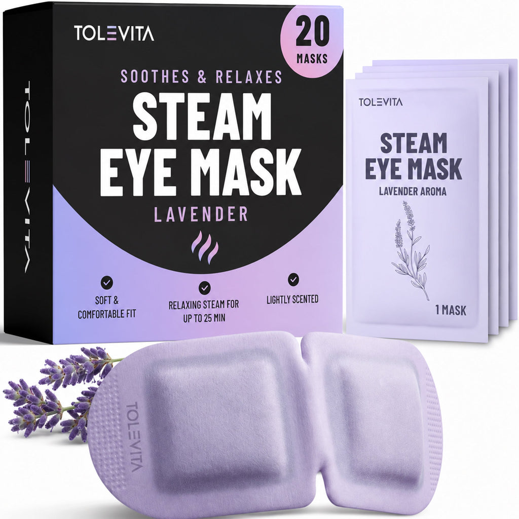 Steam Eye Mask, Self-Heating & Soothing Eye Mask for Relaxation & Eye Fatigue Relief with Lavender, Mint, Jasmine & Chamomile, 20 Masks